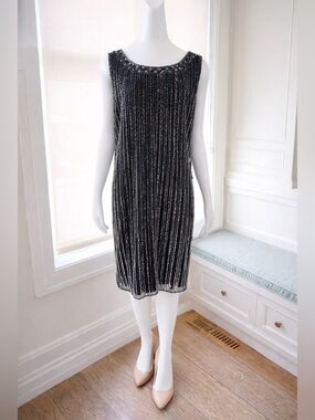 Pisarro Nights Black beaded Evening Dress/cruise wear/formal, size 16